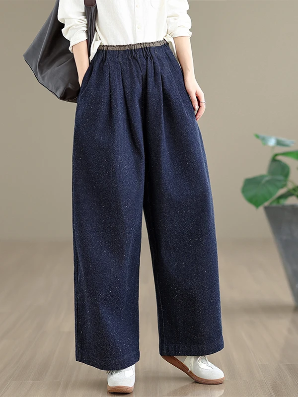 

Women's Straight Leg Jeans Pure Color Casual Loose Waist Nine Points Pants Autumn New Sle plus Size Slimming Cotton Denim