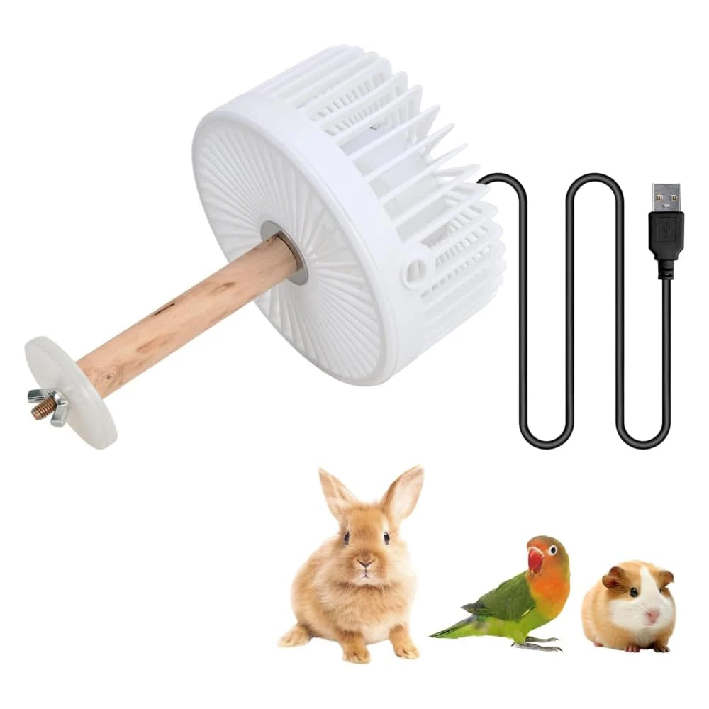 Quiet Pet Cage Fan, USB Small Animal Cooling Fan Chew Proof, 2 Speeds External Fan for Rabbit Guinea Pig Chinchilla Cage