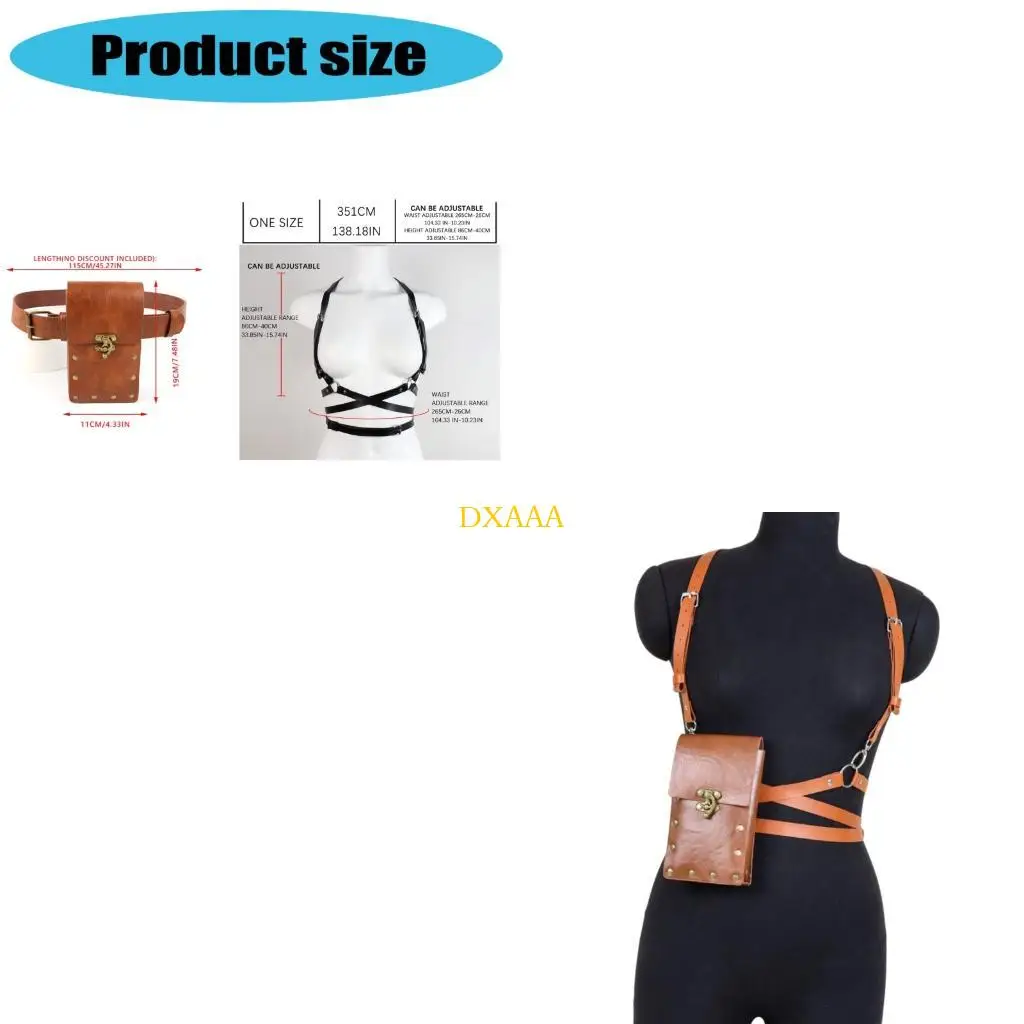 

DXAA Medieval Knight Costumes Renaissances Leather Waist Harness Belt Waist Bag Halloween Party Cosplay Costumes for Adults