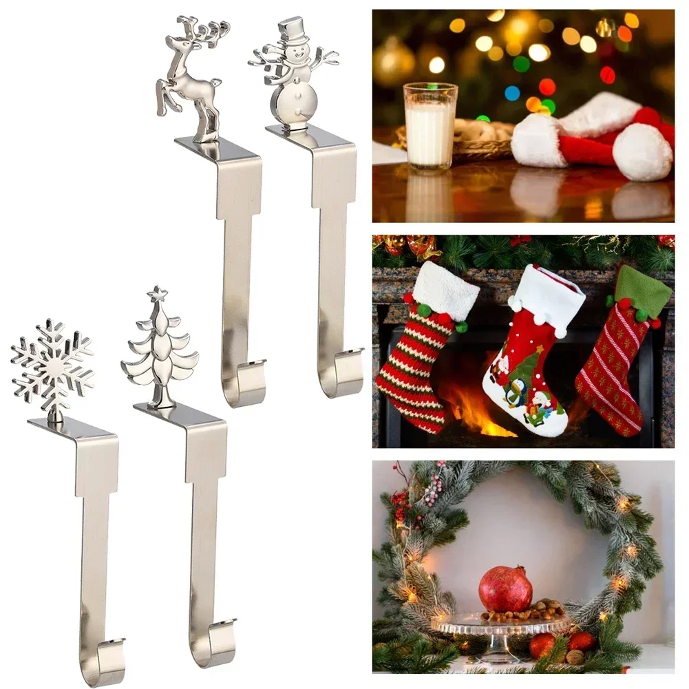 

Unique Christmas Stocking Holders for Mantel Decorative Hooks with Festive Bow Designs Perfect for Holiday Decor