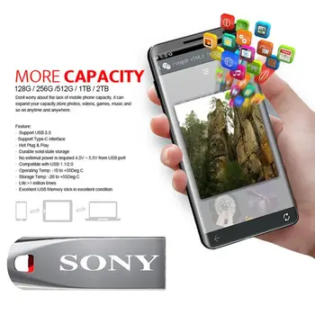 索尼原廠U盤 2TB USB 3.0 迷你高速金屬U盤 1TB 便攜式防水儲存U盤 8 最佳銷售 2TB USB - №7
