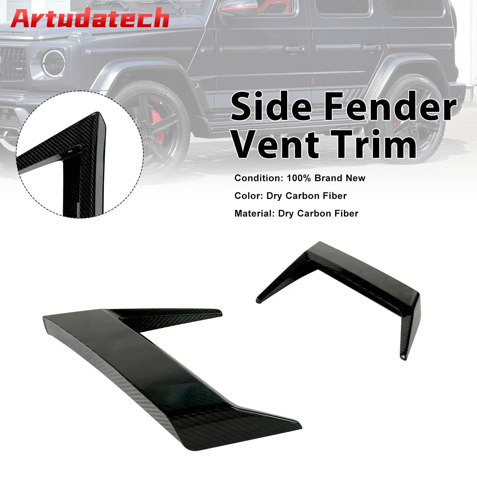 Artudatech Dry Carbon Side Fender Vent Trim Fit for Mercedes-Benz G Class W463A G63 W464 2019+ Car Accessories