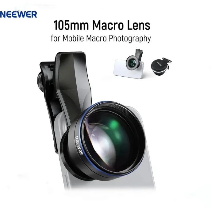 

Макрообъектив NEEWER LS-20Pro 105 мм с креплением для телефона с резьбой 17 мм и адаптером для фильтров 67 мм, подходит для мобильной макрофотографии