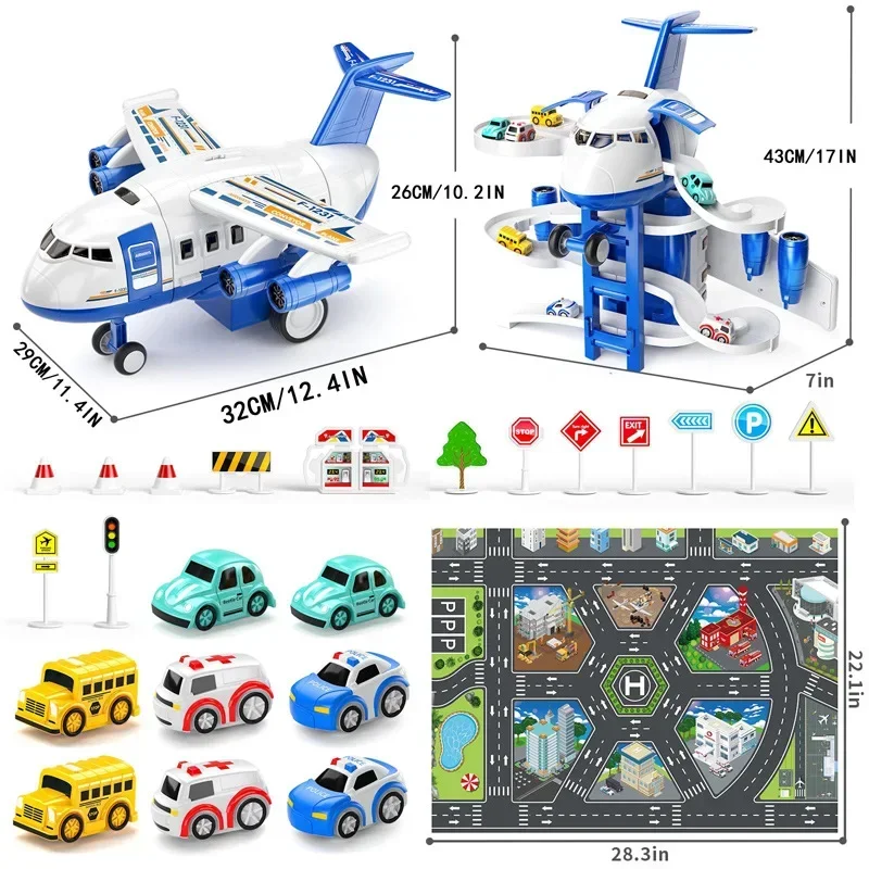 シミュレーション変形飛行機変換航空機鉄道車両ライトと効果音収納車両子供のおもちゃ男の子のギフト