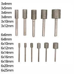 다이아몬드 버 실린더 그라인딩 헤드 3mm/6mm 샹크 연마 휠 옥 보석 팔찌 유리 돌 조각 연마 도구 비트