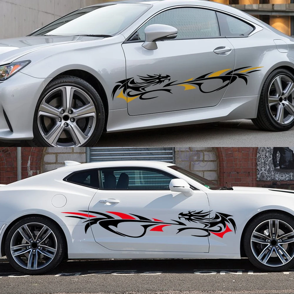 

Car Chinese Dragon Flames Sticker Door Side Decals Kit Waterproof PVC Stickers Vinyl Film Car Accessories Exterior Decoration