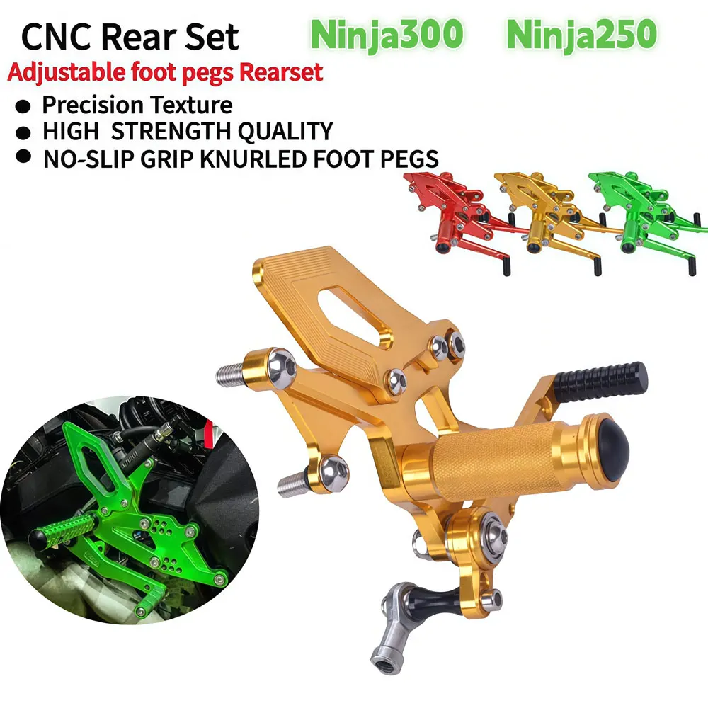 

For KAWASAKI NINJA250 NINJA300 Motorcycle Adjustable Aluminum Alloy board Rear Set Foot Pegs Pedal Raise the foot pedal