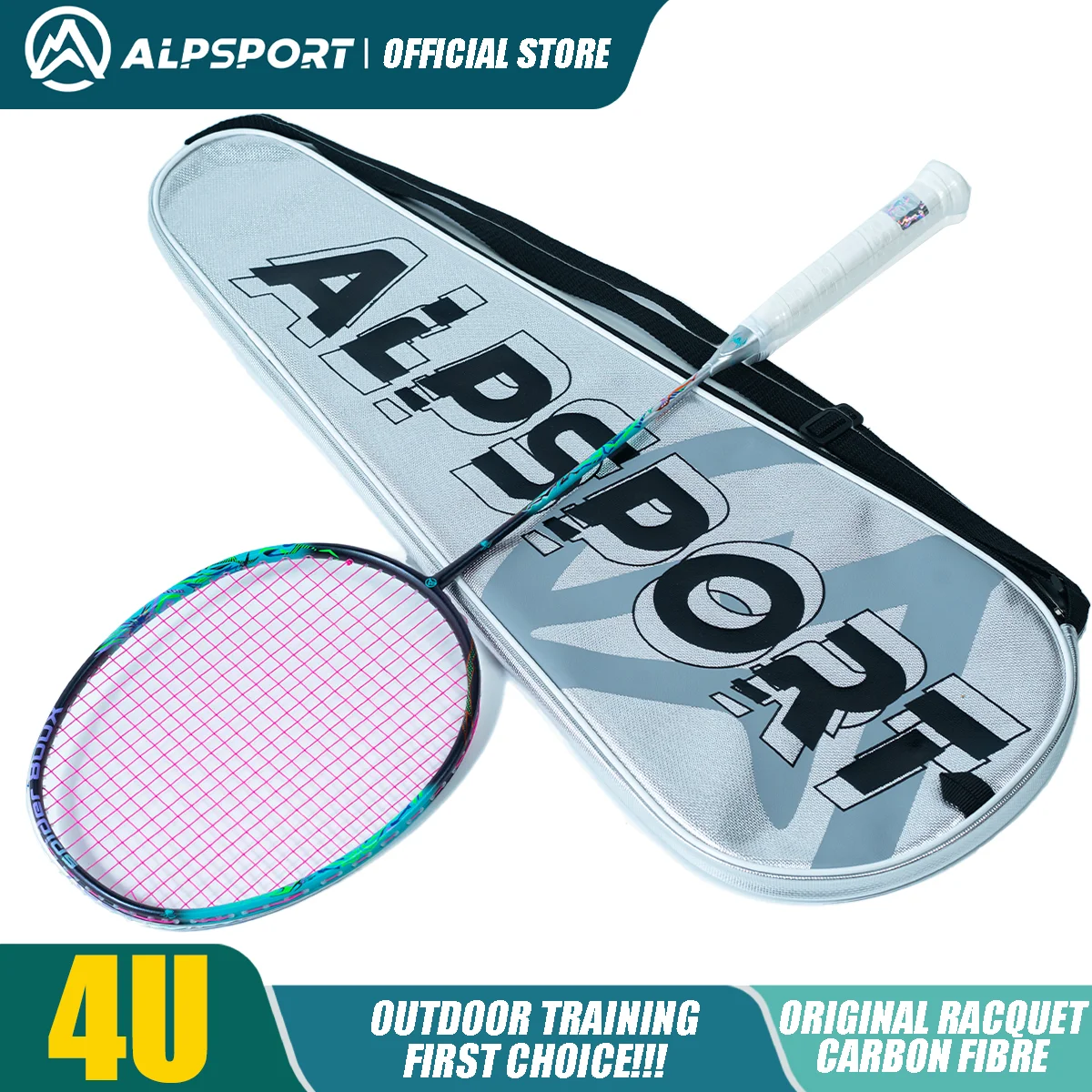 

ALPSPORT SPIDER 800X 4U Full Carbon Badminton Racket 35LBS High Tension Precision Control Lightweight ALP