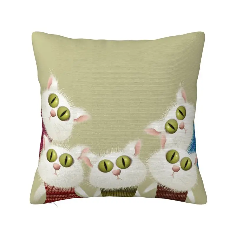 Custom Funny Cute Cats Crowd Pillowcase Nordic Cushion Cover Velvet Pillowcase