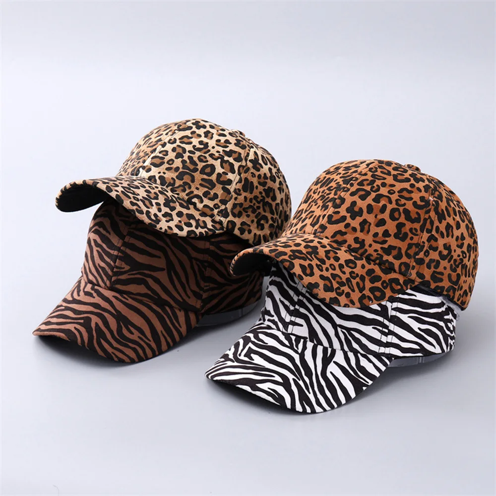 Leopard Print Baseball Caps Zebra Print Curved Brim Beach Cap Outdoor Leisure Sun Hats For Adult Student