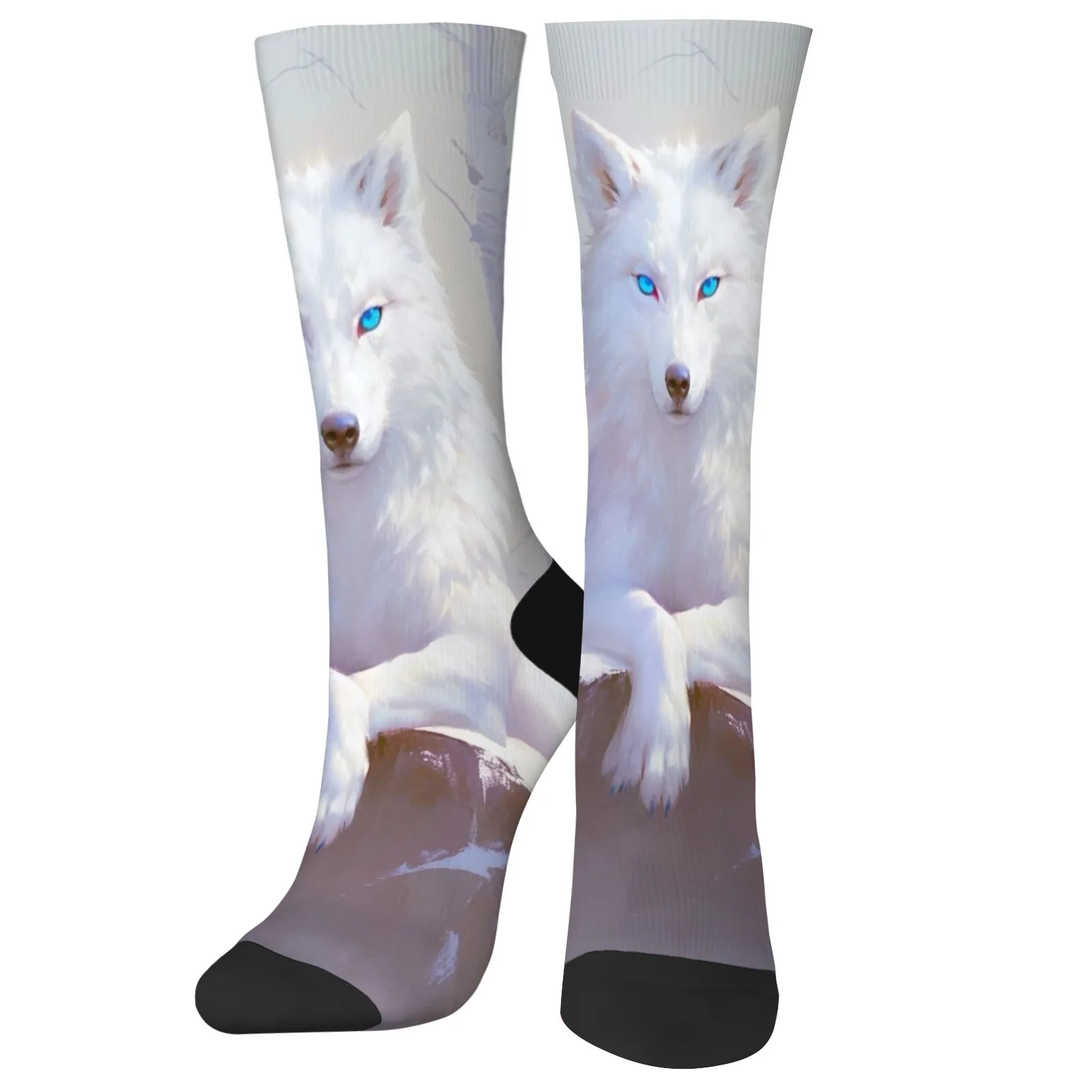 

Novelty Wild White Wolf with Blue Eyes Print Mid-Calf Socks - Unisex Soft Comfortable Breathable for Fashion Enthusiasts