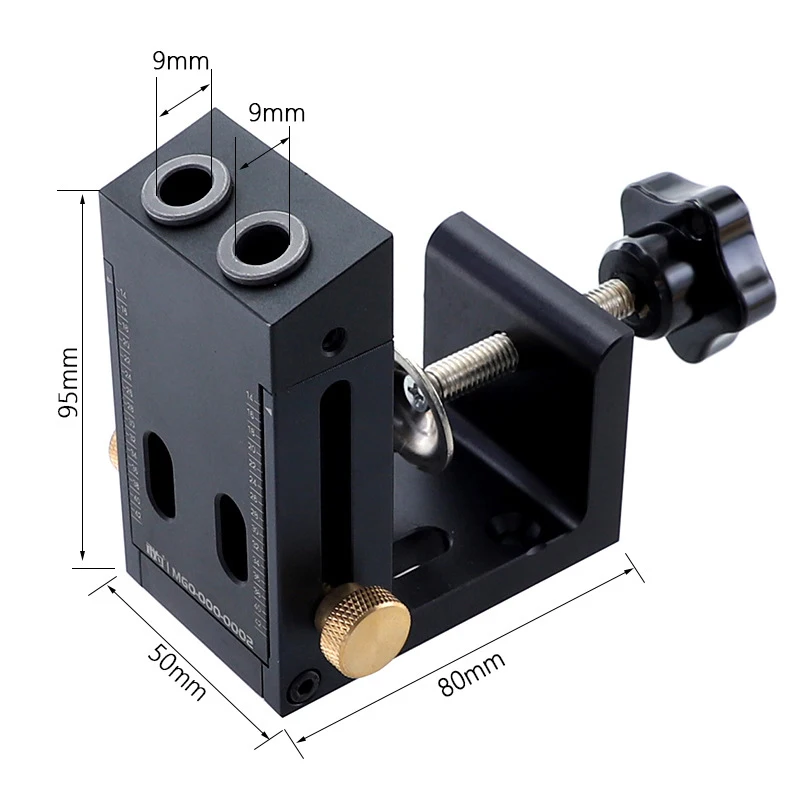 

Woodworking Pocket Hole Locator Jig Kit Wood Doweling Hole Puncher With 9mm Step Drill Bit Angle Drill Guide Tools