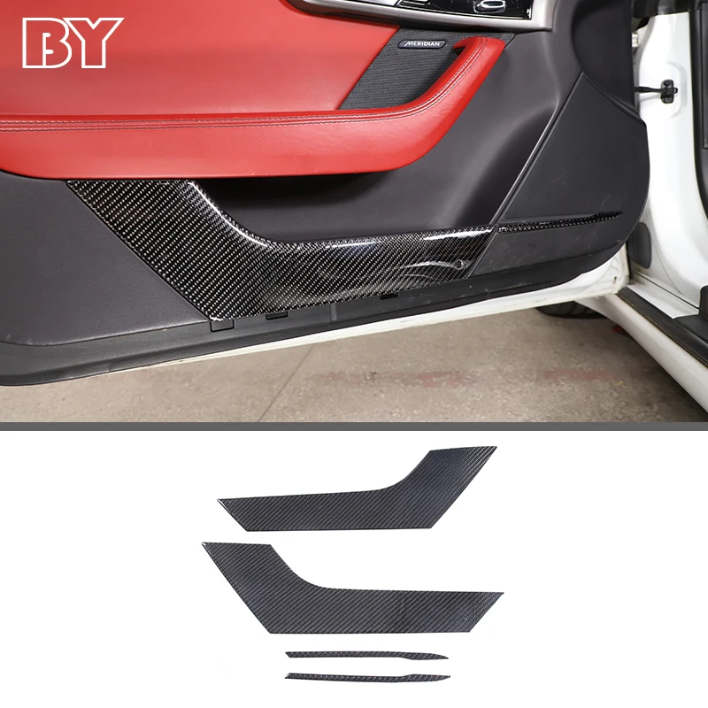 

For Jaguar F-TYPE 2013-2022 Soft Carbon Fiber Car Inner Door Panel Protection Anti Kick Pad Stickers Trim Interior Accessories