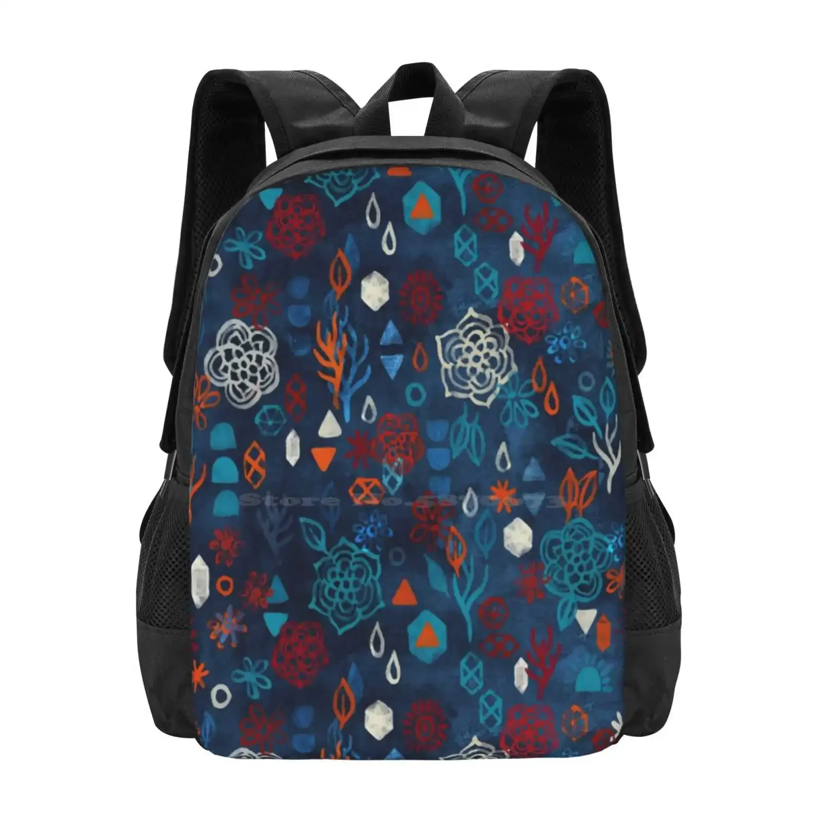 

Earth, Water, Fire, Air - A Watercolor Pattern Hot Sale Schoolbag Backpack Fashion Bags Painted Watercolor Red Navy Blue Cream