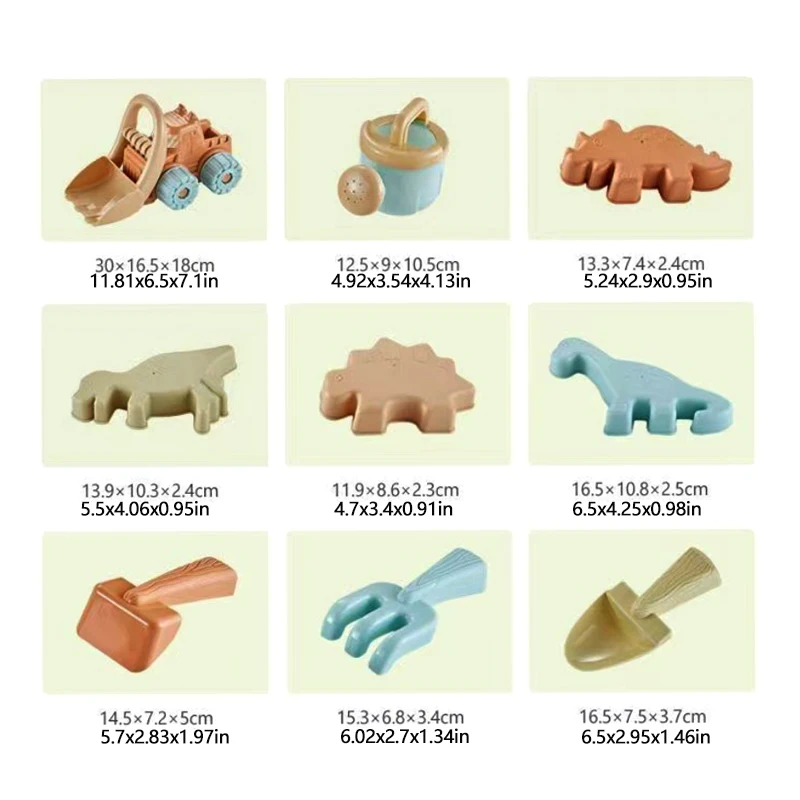 Set di giocattoli da spiaggia per bambini Pala Stampo Kit per auto giocattolo Strumenti durevoli per scavo di sabbia con custodia Gioco all'aperto Regalo per bambini Sicuro e divertente