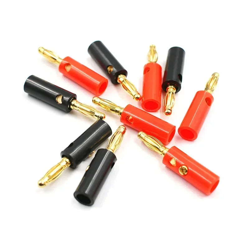 100pcs Screw Banana Plugs Audio Speaker Cable Wire Lead Pin  Connectors Gold Plated Adapter 4mm Black Red Special offer