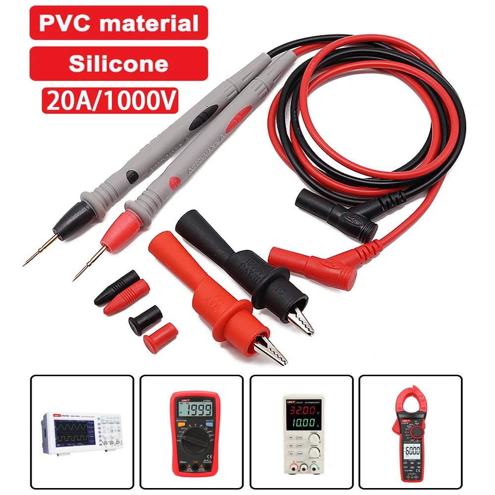 Przewody pomiarowe sondy multimetro AC DC 1000V 20A Uniwersalna końcówka igłowa Multimetro Tester Przewód sondy długopisowej z zaciskiem krokodylkowym