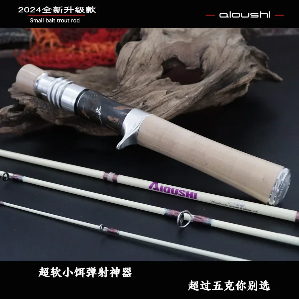 AIOUSHI Fiberglass Trout Rod UL Super Soft And Ultra Light 1.40m Four-Section Portable Travel Stream Ejection Hand-mad