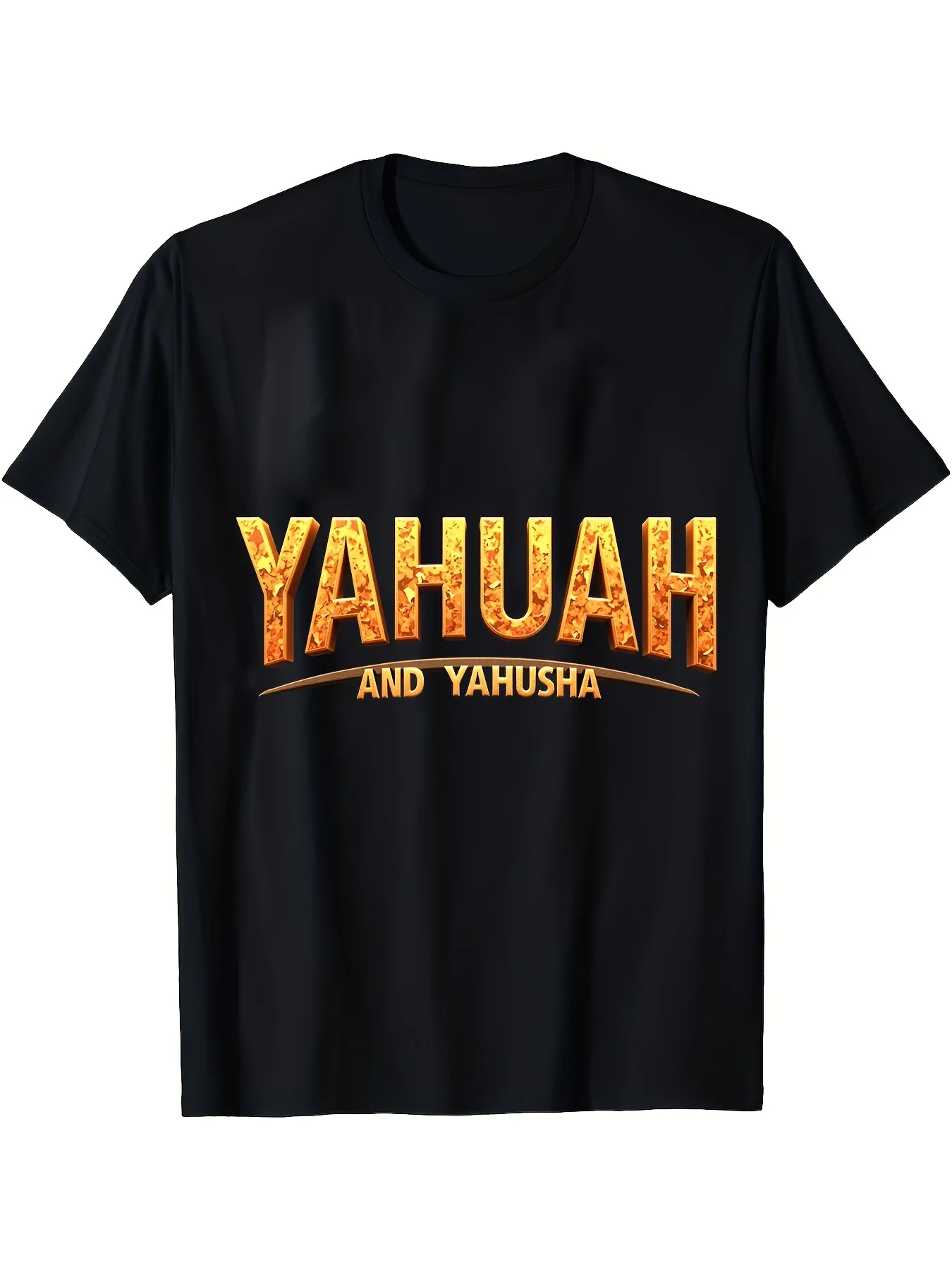 Plus-Size Men's Fashion T-Shirt with the Words Yahuah and Yahusha Printed on a Black Background This Comfortable, Single-Sided Printed Crew Neck Short-Sleeved T-Shirt Is Perfect as a Gift for Valentine's Day, Christmas, and Father's Day. Plus Size.