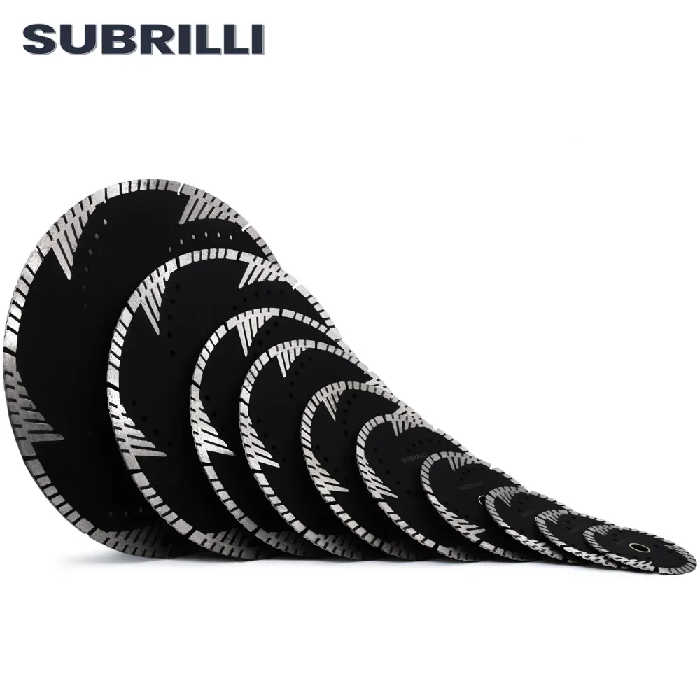 SUBRILLI 105/115/125/150/180/200/230/250/300/350mm Diamond Saw Blade Concrete Marble Granite Cutting Disc with Protection Teeth