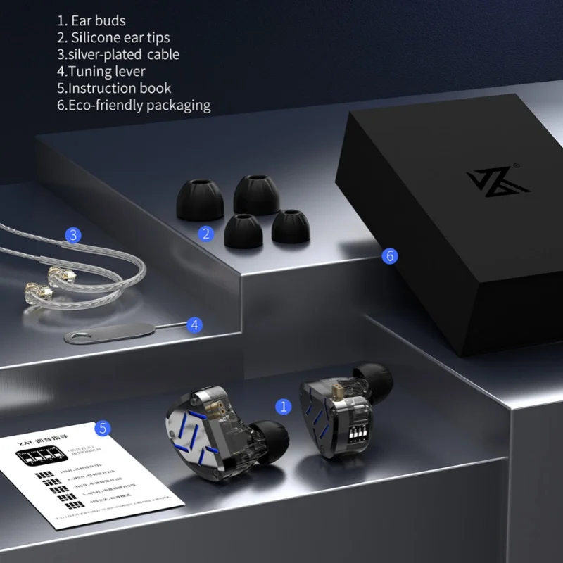 KZ ZAT سماعة أذن داخل الأذن 8BA + 1DD سماعات هجينة رياضية مزودة بخاصية إلغاء الضوضاء سماعة HIFI Bass سماعات أذن معدنية KZ AS16 PRO ZS10PRO ZSX #4