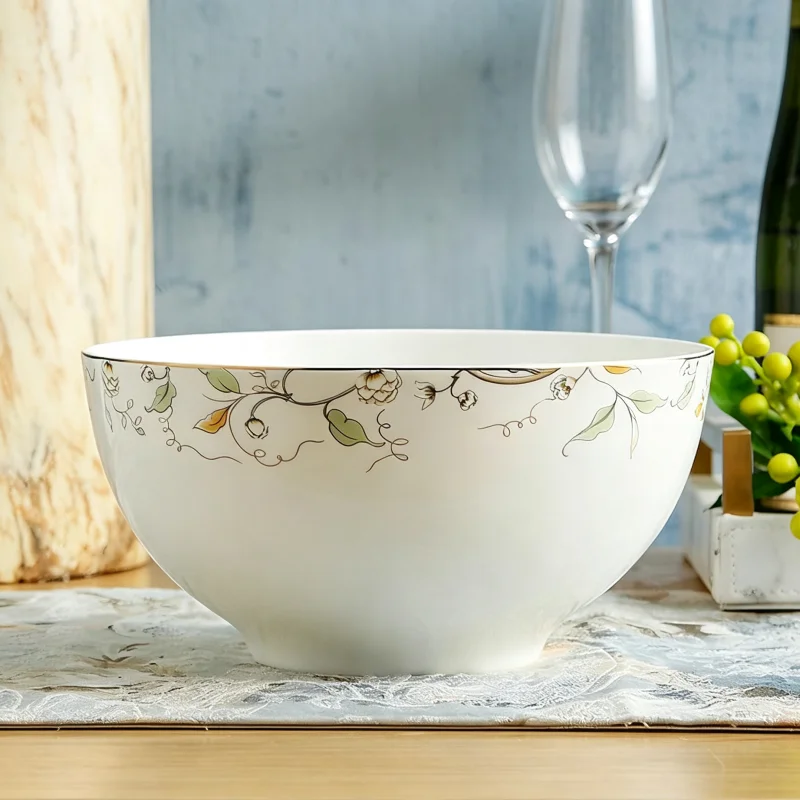 8inch, real bone china kitchen soup bowl, porcelain mixing bowl, microwave save serving bowl, chafing serving large bowl, bbq