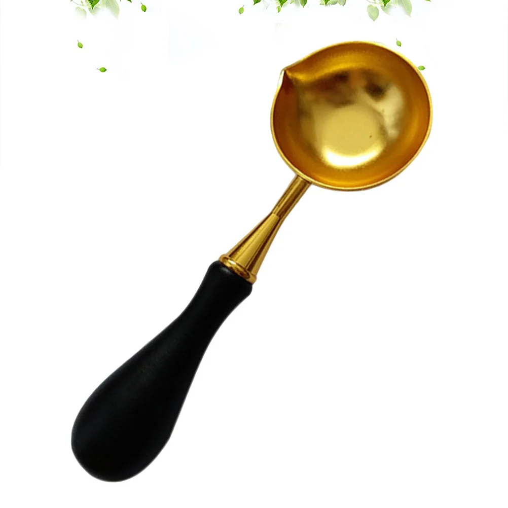 Copper Black Handle Sealing Wax Spoon Vintage Style Convenient for Wax Seals Production Fire Paint Spoon Envelope Invitations