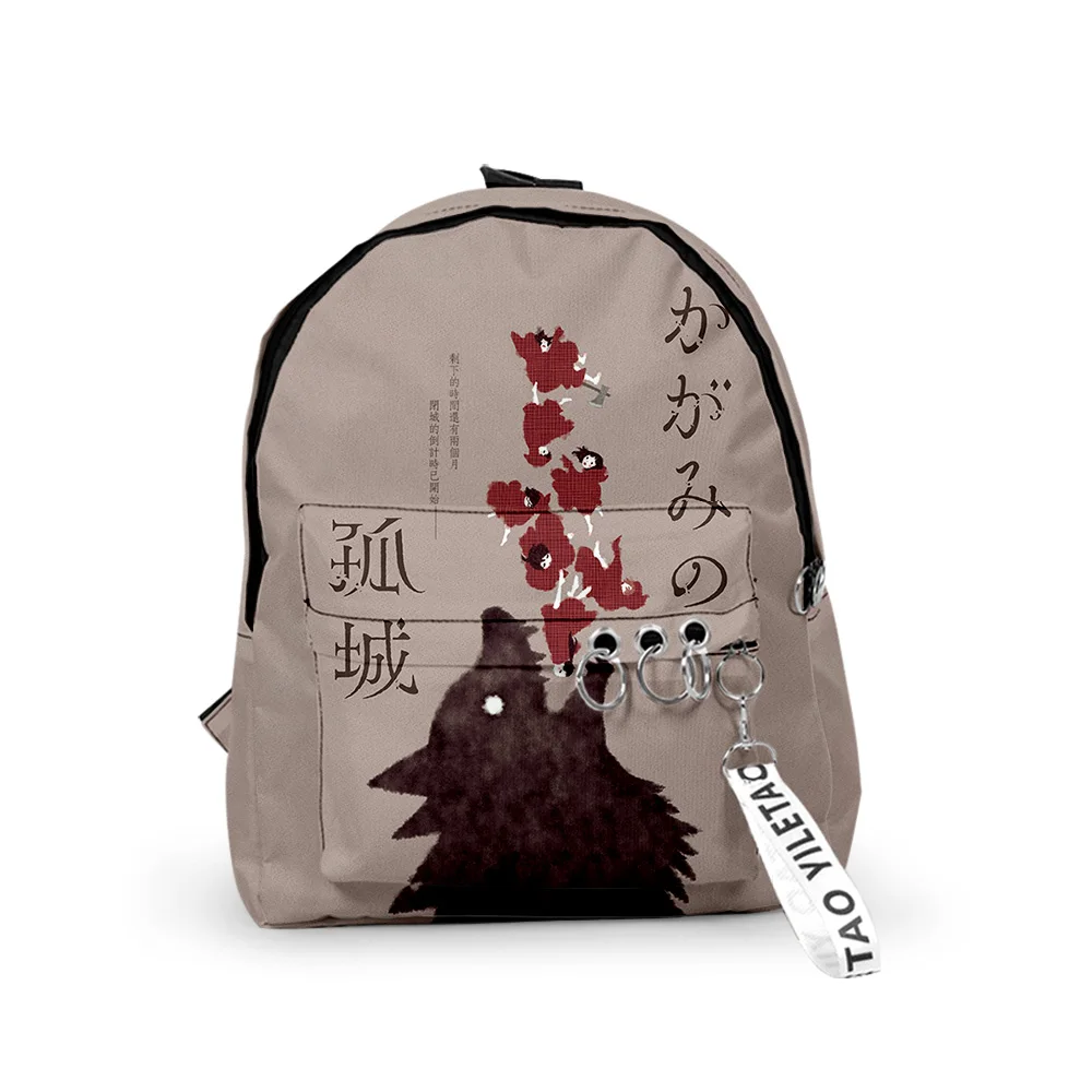 Trendy Youthful Anime Lonely Castle in the Mirror School Bags Notebook Backpacks 3D Print Oxford Key Chain Small Travel Bags