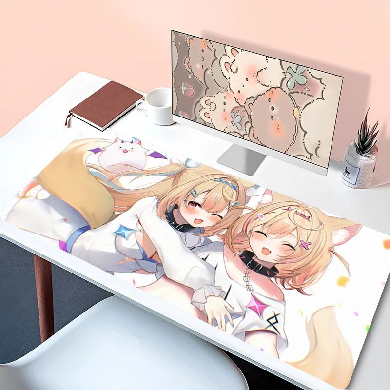 Mousepad Anime Mouse Pad Gaming Accessories Office Keyboard Pad Desk Mat PC Hololive Mococo Fuwawa Abyssgard Rubber Extended Pad