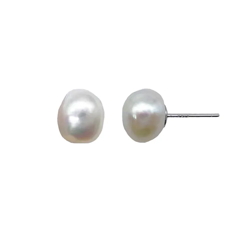 

Baroque pearl stud earrings fashion sense s925 silver retro small stud earrings women