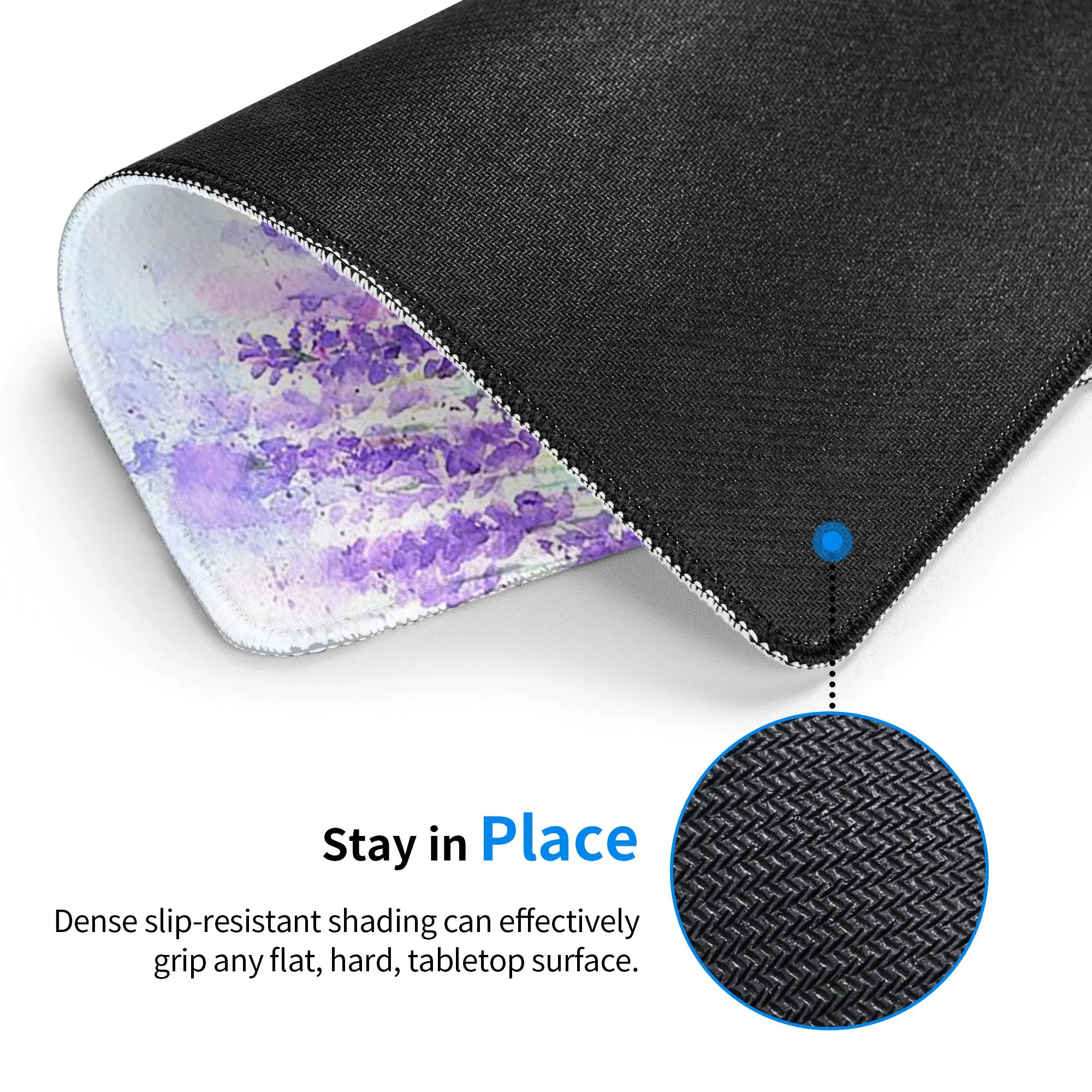 Purple Lavender Flowers Oil Painting Mouse Pad Computer Keyboard Mouse Mat Gaming PC Laptop Desk Mat Office Table Mats