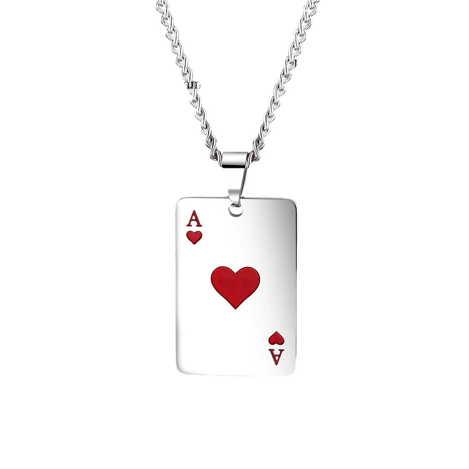 Stainless Steel Poker Card Ace of Spades Pendant Chain Necklace For Women Men Playing Cards Jewelry Hip Hop Jewelry Gift