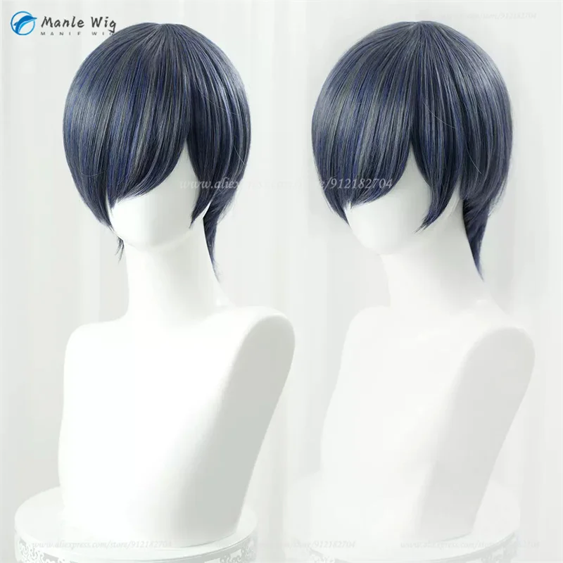 Anime Wigs Cosplay Ciel Phantomhive Cosplay Wig Blue Grey Wig Heat Resistant Halloween Party Women Men Wigs + Wig Cap