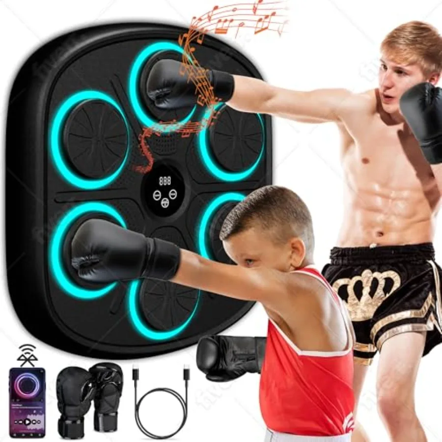 2024 آلة الملاكمة الموسيقية الذكية مع قفازات بلوتوث المثبتة على الحائط اللكم الهدف مدرب اللياقة البدنية المتقدم للمنزل والمكتب أو G