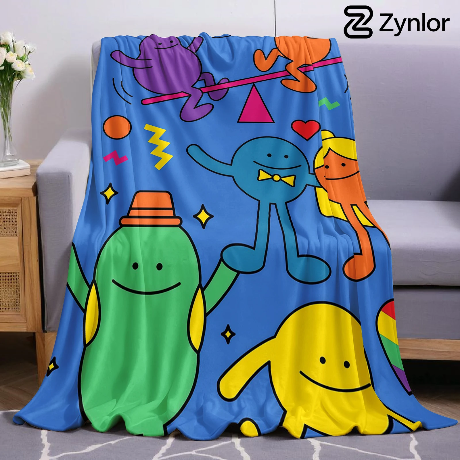 Rainbow Cartoon Buddy Ultra Soft Sherpa Fleece Blanket Fluffy Warm Halloween Cozy Throw for Sofa Couch Bedroom Gift All season