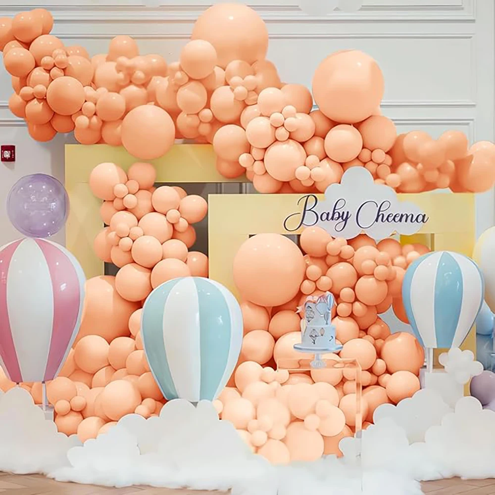 86pcs Pastel Orange Balloons Garland Peach Balloon Arch Kit Birthday Party Baby Shower Gender Reveal Wedding Decoration Globos