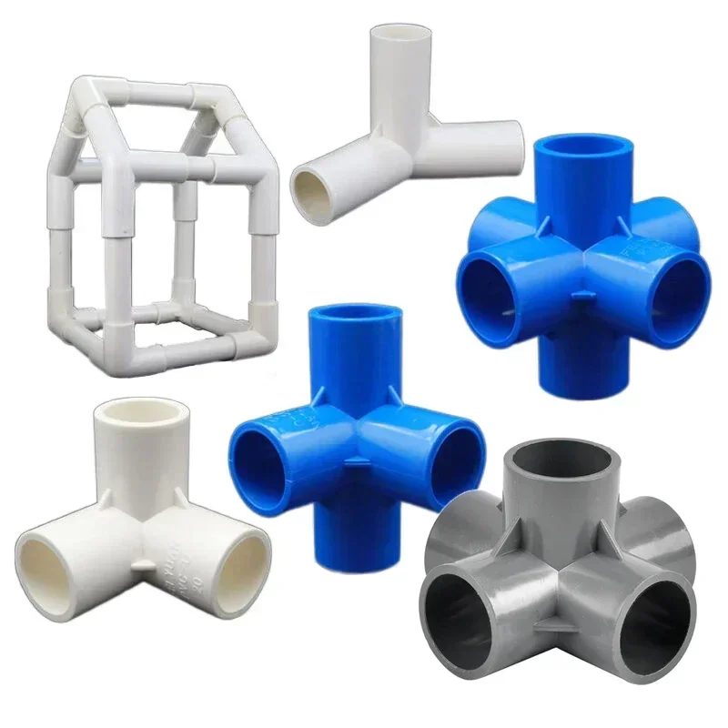 Inside Diameter 20-40mm 3-way/4-way/5-way Three-Dimensional PVC Connectors Water Supply Pipe Fittings Equal Plastic Tee Tubes