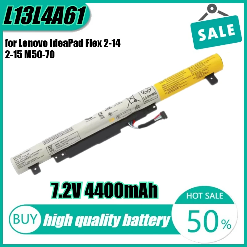 

7.2V 32Wh 4400mAh L13L4A61 Laptop Battery for Lenovo IdeaPad Flex 2-14 2-15 M50-70 M50-80 L13M4A61 L13L4E61