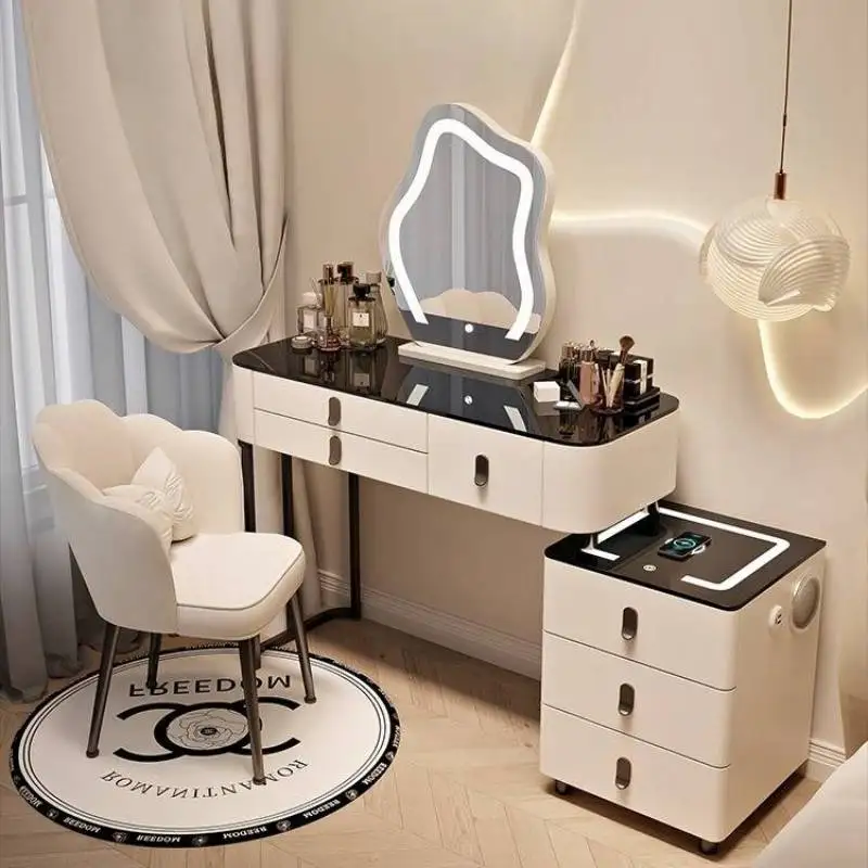 

Drawer Vintage Makeup Vanity Desk Glossy Simple Wood Europa Makeup Vanity Desk Cheap Corner Mirror Kaptafel Bedroom Furniture