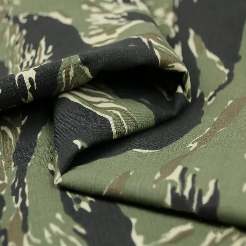 Yellow Desert Green Black Tiger Stripe Camouflage Fabric TC Polyester Cotton Cloth Tactical Uniform Garment DIY Material