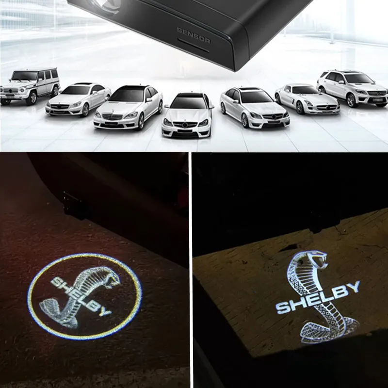 2 шт. светодиодный проектор двери автомобиля, лампы приветствия, призрачная теневая лампа для Ford Mustang GT500 SVT Shelby Fender, автомобильные аксессуары