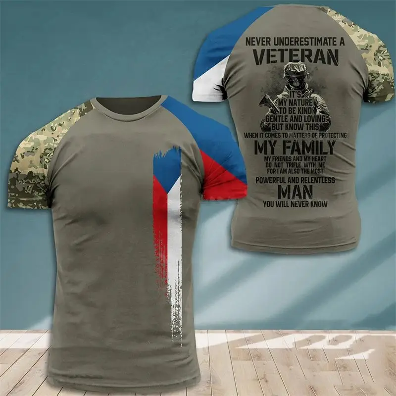 New Summer Men's Veteran Camouflage Army Soldier Fashion 3d Printed O Collar Short-Sleeved T-Shirt Street Loose Plus Size Top