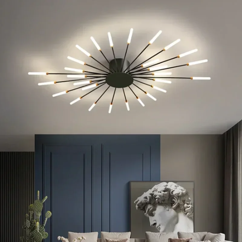 Nordic Fireworks Rotating Living Room Ceiling Lamp Hall High-end Affordable Luxury Lamps LED Lamp Bedroom Atmosphere Light