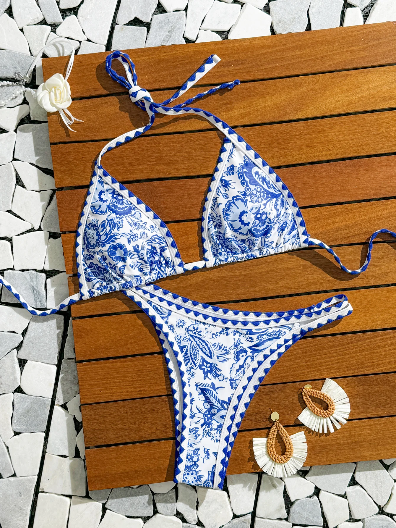 

2026 Triangle Halter String Bikini Women Printed Swimwear Female Sexy Swimsuit Bathers Bathing Swimming Swim Suit Beachwear