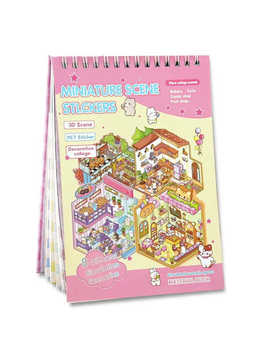 3D-Szenen Stickerbuch DIY Mini-Raum Visuelle Stapelbare Cartoon-Aufkleber Kreative Kinder-Deko Scrapbooking-Zubehör