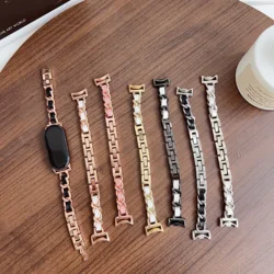Luxury Metal Leather Strap For Mi band 8 9 xiaomi 8 9 NFC Bracelet Replacement Smartwatch Bracelet Watchband For Xiaomi Band 9 8