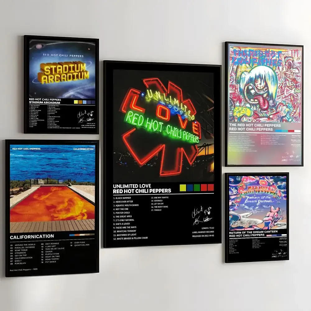 Band R-Red Hot C-Chili Peppers Painting Calligraphy Self Adhesive Wall Art Waterproof Print For Bedroom Hallway Home Decor