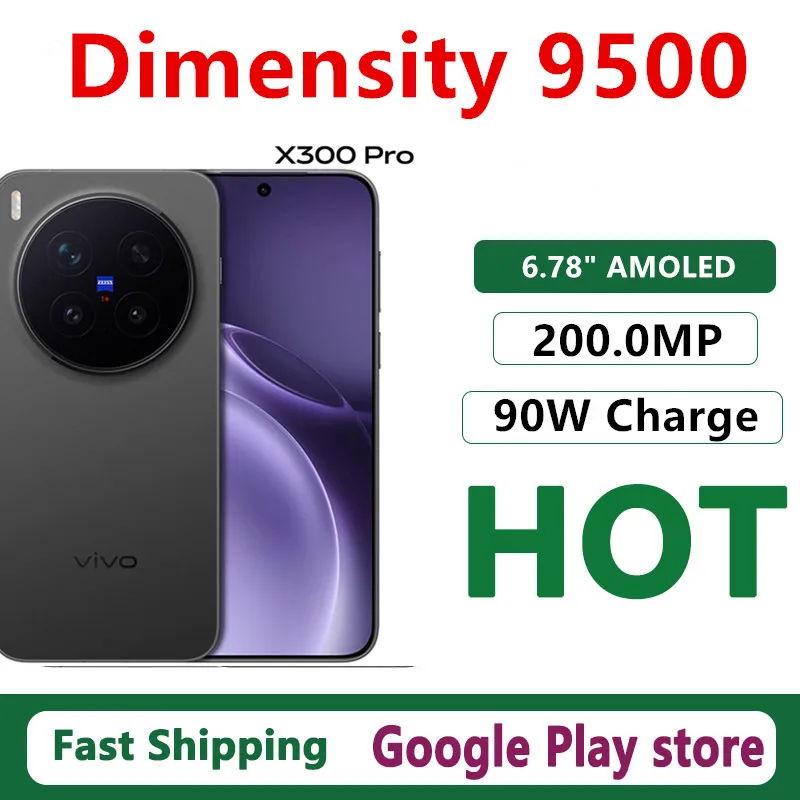 Original Vivo X300 Pro Mobile Phone  Android 16.0 OTA 6510mAh Dimensity 9500 IP69 Waterproof 6.78" AMOLED 200.0MP 90W Charge