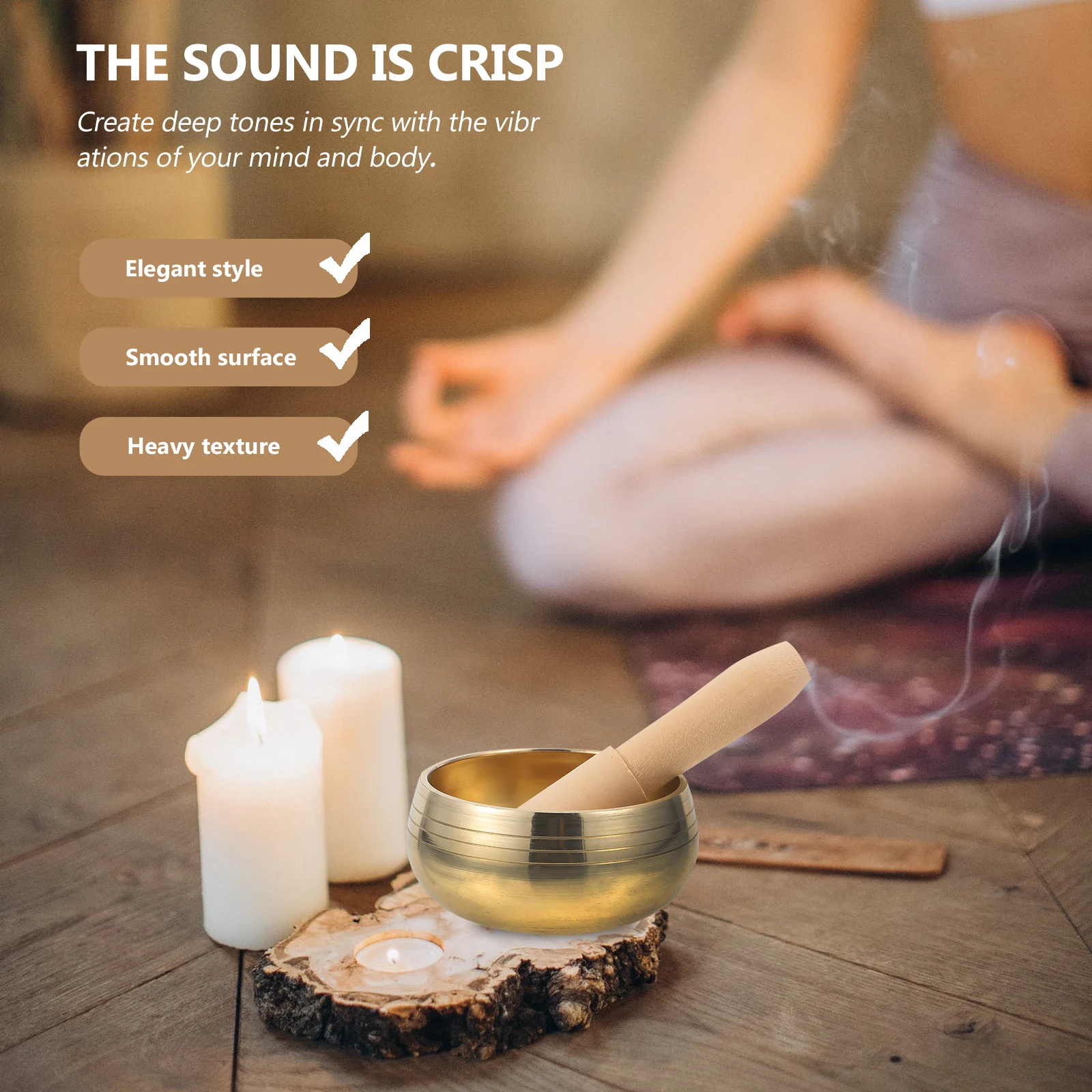 

Creative Singing Meditation Yoga Sound Therapy Tibetan Bowl Set Lightweight Portable Golden Mallet Spiritual Relaxation