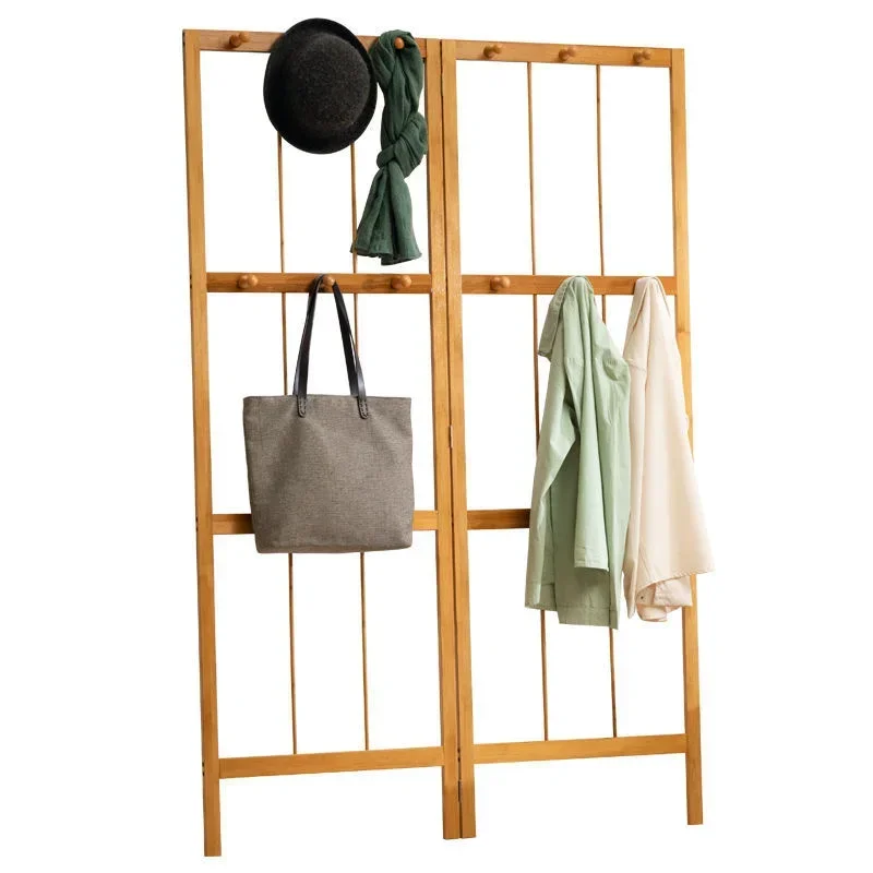 

Bamboo Fanshaped Corner Clothes Rack Simple Solid Wood Bedroom Hanger Folding Spacesaving Wall Clothes Storage